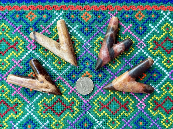 Stone Kuripe, Traditional Shamanic Self-Applicator Pipe, Hand Carved from Petrified Fossil Wood