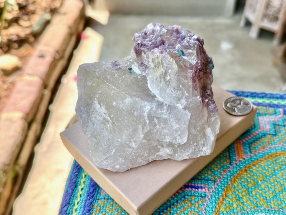 Unicorn Stone Quartz, Lepidolite & Teal Tourmaline, Self-Standing, 852g, New Find, São José da Safira, Minas Gerais, Brazil W939