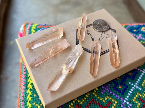 Tangerose Lemurian Quartz Lot, 6 pcs, New Find, Stimulating Energy, Sacral Chakra, Minas Gerais, Brazil B284