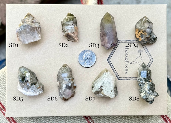 Shaman's Dream Quartz, Choose One of 8 Crystals with Colorful Lodolite Inclusions, Shamanic Journey, Gouveia, Minas Gerais, Brazil R307
