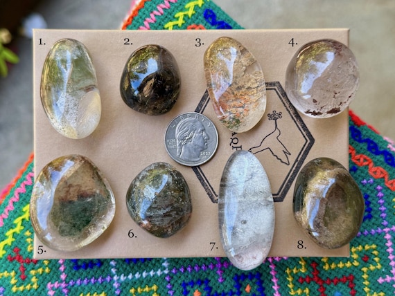 Lodolite Quartz Lens, Polished Garden Quartz Palm Stones, Choose ONE of Eight, Corinto, Minas Gerais, Brazil A902