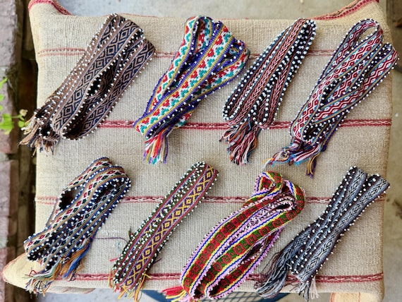 Watana Ties, Large Size, Traditional Despacho Tie for Mesa, Andean Beaded Bracelet/Hatband, Handmade in Chawaytiri, Peru