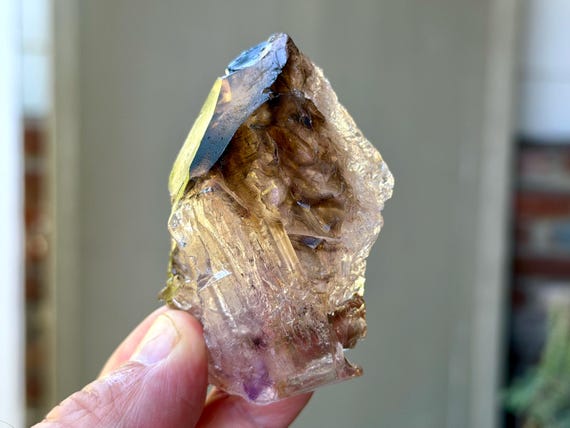 Elestial Amethyst & Smoky Quartz, Hydrothermally Etched, 96g, New Find, Aracuai, Minas Gerais, Brazil B060