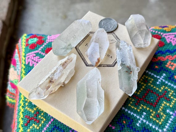 Green Chlorite Quartz Lot, All Natural, 6 pcs, Purification & Heart Healing, Minas Gerais, Brazil T896