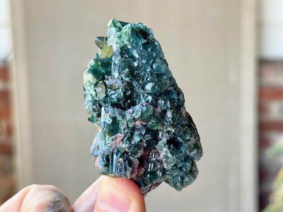 Blue Green Tourmaline Cluster with Lepidolite Inclusion, 158g, Barra do Salinas, Minas Gerais, Brazil W726