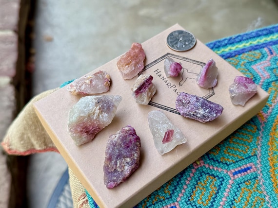 Unicorn Stone Quartz Lot, Pink Tourmaline & Lepidolite, 10 pcs, Coronel Murta, Minas Gerais, Brazil T184