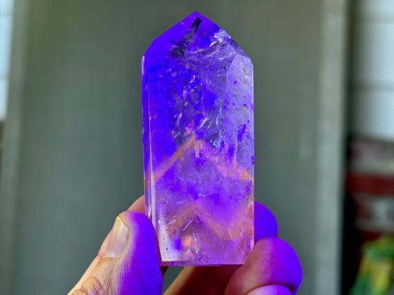 Powellite Phantom Quartz, UV Reactive, Dow Formation, 81g, New Find, Mental Clarity & Crown Chakra, Bahia, Brazil T238