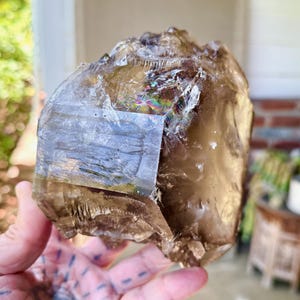 Elestial Smoky Quartz with Rainbow, Double Terminated, 2 Kilo, Root Chakra, Jacare Crystal, Aracuai, Minas Gerais, Brazil X997