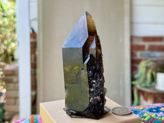 Pele's Dream Lemurian, Smoky Citrine, Self-Standing, 456g, Shadow Work & Trauma Healing, Goias, Brazil V402