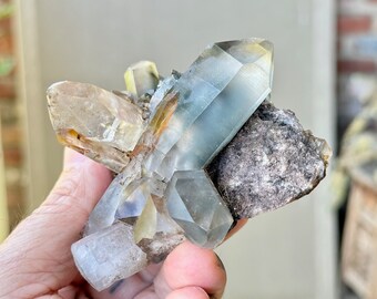 Blue Tara Nightshade Quartz Cluster with Vibrant Blue Riebeckite Inclusions, New Find (2023), Itacambira, Minas Gerais, Brazil W188