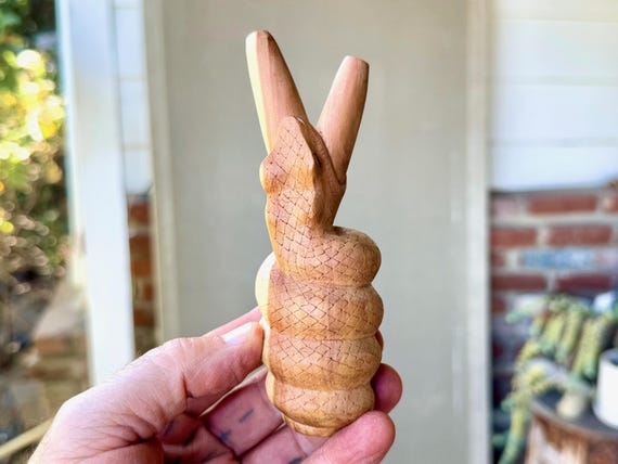 Snake Kuripe, Traditional Shamanic Applicator Pipe, Hand Carved from a Single Block of Cemara Wood