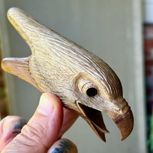 Eagle Kuripe, Traditional Shamanic Applicator Pipe, Hand Carved from Natural Two-Tone Wood, Single Block Kuripe