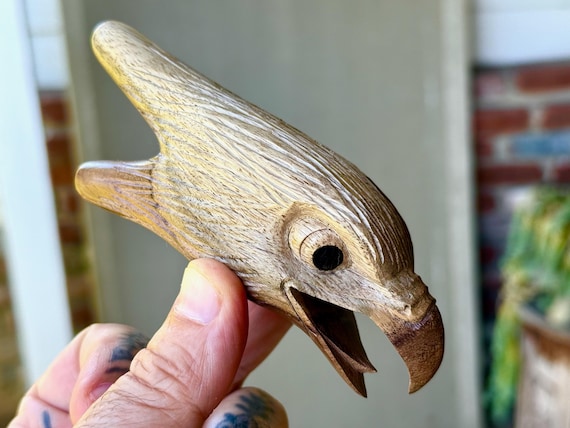 Eagle Kuripe, Traditional Shamanic Applicator Pipe, Hand Carved from Natural Two-Tone Wood, Single Block Kuripe