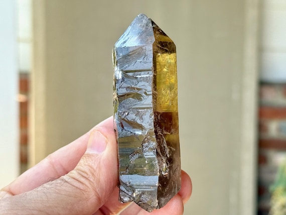 Smoky Quartz with Etched Impressions, Water Clear, 77g, High-Grade Smoky Quartz, Diamantina, Minas Gerais, Brazil T282
