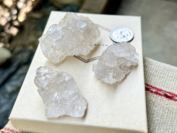 Ice Quartz Lot, 3 Pcs, Hydrothermally Etched, Trauma Healing & Emotional Integration, Minas Gerais, Brazil R088