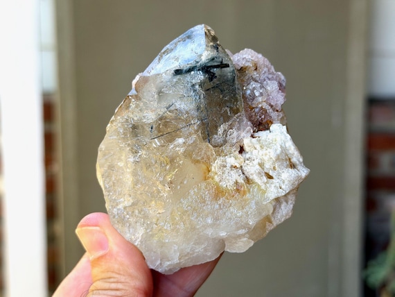 Canga Rose Quartz with Blue Tourmaline & Citrine, 283g, Taquaral, Minas Gerais, Brazil W846