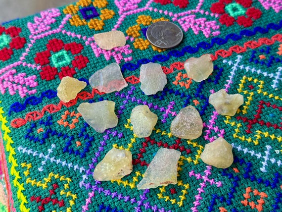 Libyan Desert Glass Lot, 12 pcs, Great Sand Sea Glass, Golden Tektite, Manifestation & Empowerment, Sahara Desert T981