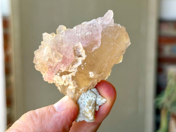 Canga Rose Quartz & Citrine, 88g, Crystallized Rose Quartz, Taquaral, Minas Gerais, Brazil B312