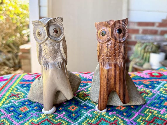 Owl Kuripe, Hand Carved Wooden Kuripe Pipe, Choice of Waru or Dark Hardwood, Traditional Shamanic Applicator