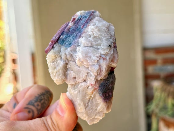 Paraiba Tourmaline & Albite, Bicolor Pink and Blue, 167g, New Find, Rio Grande Del Norte, Brazil V645