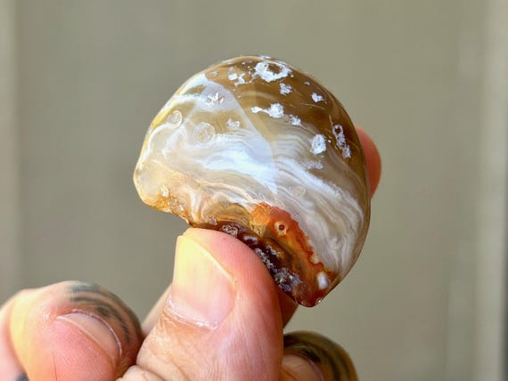Ocean Agate, 31g, Polished Palm Stone, Stability & Self-Reliance, Rio Grande do Sul, Brazil B471