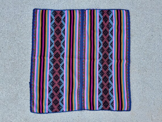 Peruvian Manta Cloth with Vibrant Rainbow Colors, 23" x 23", Handwoven Andean Mesa Cloth for Shamanic Ceremony, Made in Chawaytiri, Peru