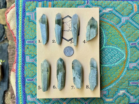 Green Chlorite Phantom Quartz, Choose ONE of Eight High-Grade Green Phantom Quartz Points, Heart Healer, Skardu, Pakistan R762