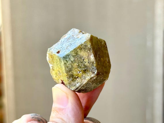 Green Garnet, Natural Dodecahedron Formation, 106g, Heart Chakra Stone for Manifestation, Prosperity, and Abundance, Mali S131