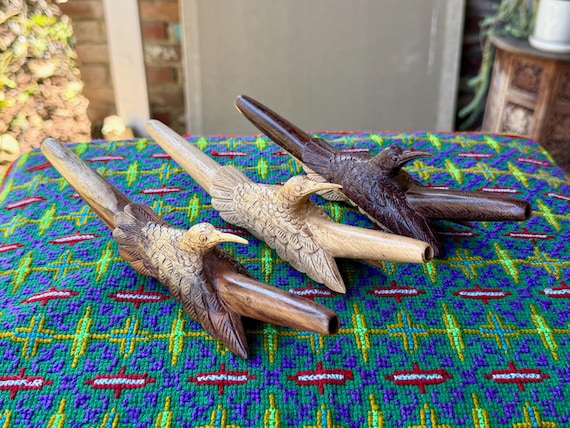 Hummingbird Tepi Pipe, Shamanic Applicator Pipe, Hand Carved from Tropical Wood