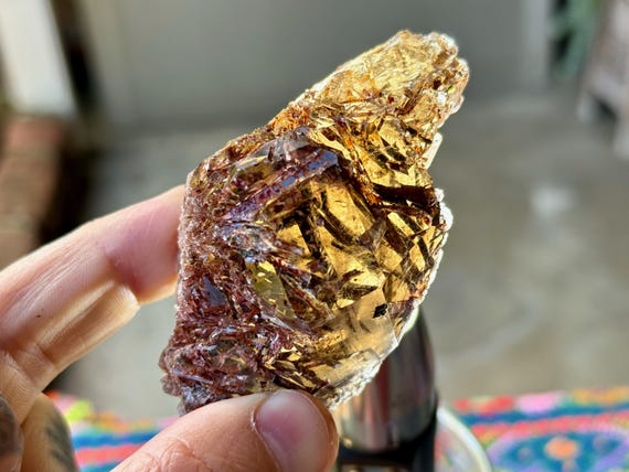 Smoky Quartz with Red Epidote, Growth Interference, 130g, Soul Evolution & Purpose, Minas Gerais, Brazil A443