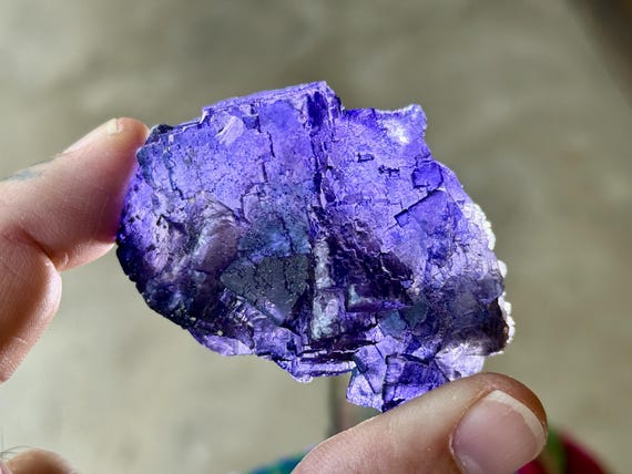 Purple Fluorite, Natural Cubic Formation, 115g, Old Find, "Dream Crystal," Esperanza Mine, Melchor Musquiz, Coahuila, Mexico T657