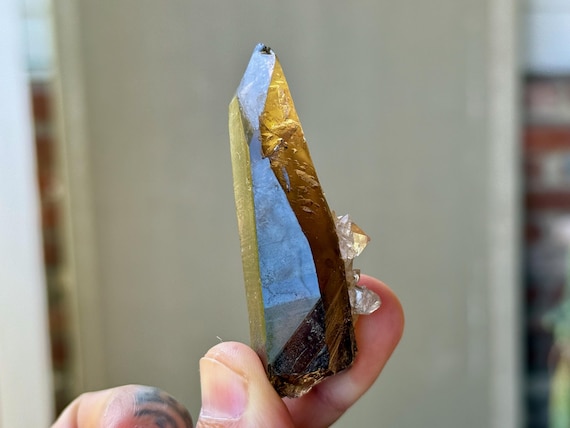 Pele's Dream Lemurian with Time Link, Smoky Citrine, 46g, New Find, Shadow Work & Trauma Healing, Goias, Brazil A558
