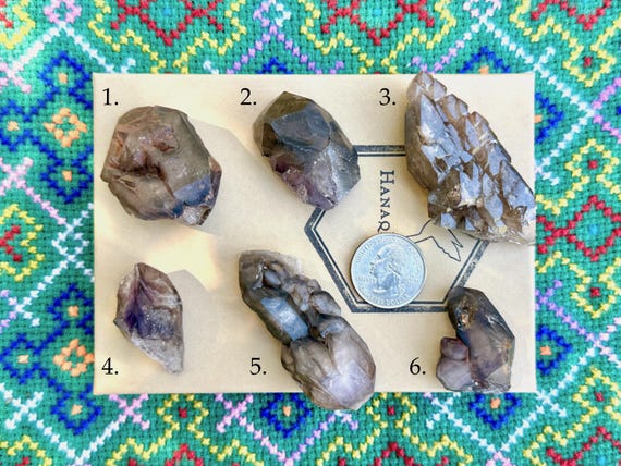 Elestial Smoky Quartz & Amethyst, Choose ONE of Six, Aracuai, Minas Gerais, Brazil B633