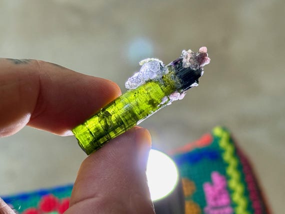 Green Tourmaline, Quartz & Lepidolite, Aricanga Mine, 6g, New Find, São Jose do Safira, Minas Gerais, Brazil T782