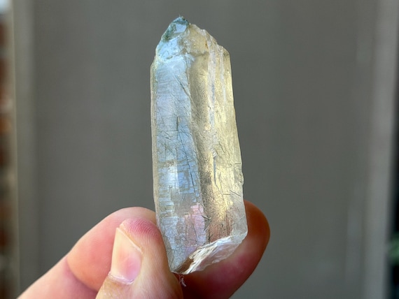Green Chlorite Quartz with Actinolite Inclusions, 42g, Old Find, Heart Chakra, Pakistan B134