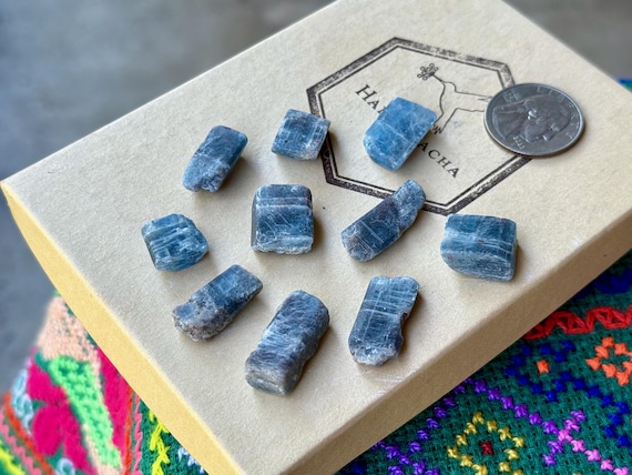 Blue Kyanite Crystal Lot, 10 pcs, Old Find, Self-Expression & Dreamwork, Bahia, Brazil T974