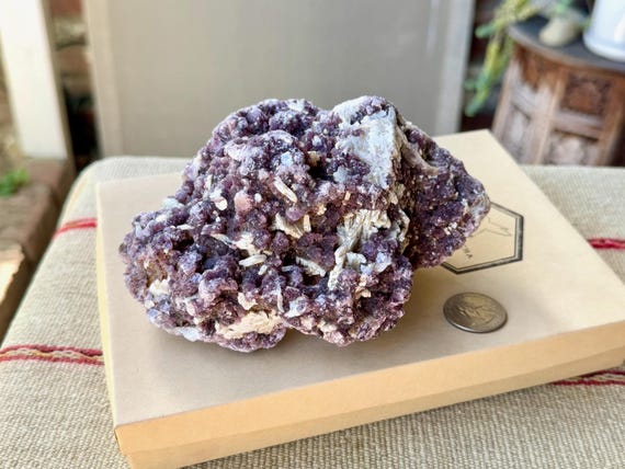 Purple Lepidolite Cluster with Orthoclase Feldspar, Energy Balancing Crystal, Calming Energy, 1.2 Kilo, Minas Gerais, Brazil W717