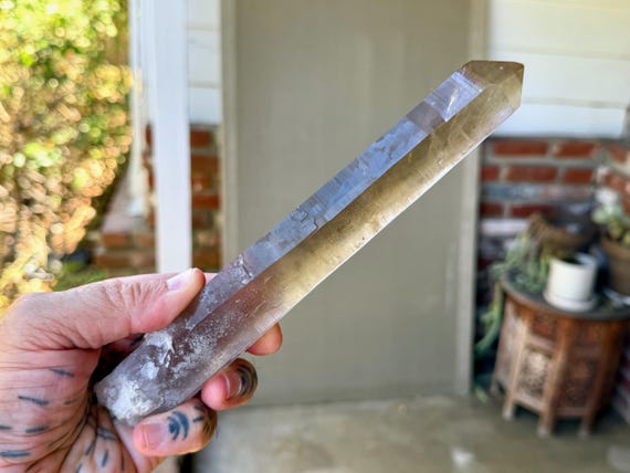 Smoky Laser Quartz, Elongated Formation, 402g, Energetic Clearing, Diamantina, Minas Gerais, Brazil V687