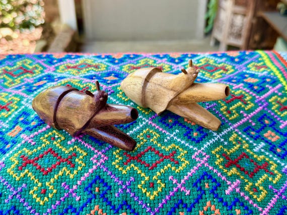 Snail Kuripe, Hand Carved Shamanic Self-Applicator Pipe, Choose ONE of Two Styles