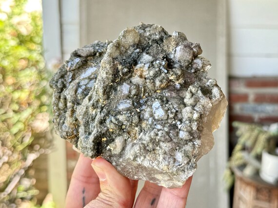 Shaman's Dream Quartz with Green Chlorite, Self-Standing Cluster Formation, 812g, Old Find, Nature Spirits & Purification, Brazil W312
