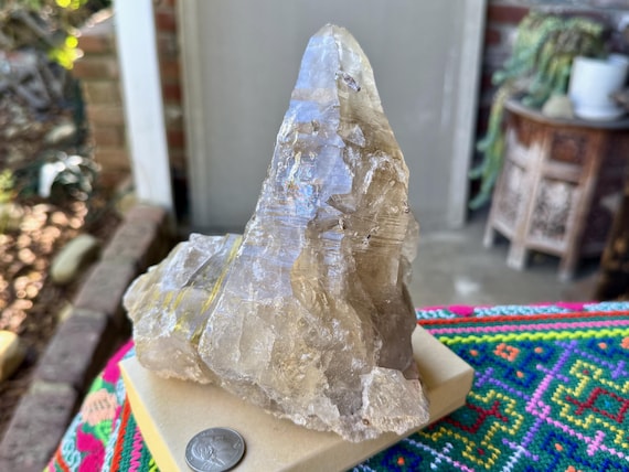 Smoky Tessin Quartz, Self-Standing, Citrine Inclusions & Lemurian Striations, 1.9 Kilo, Conselheiro Pena, Minas Gerais, Brazil W123
