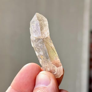 Golden Rutile Smoky Quartz, Rare Curved Formation, 20g, New Find, Crystal for Conducting & Amplifying Energy, Bahia, Brazil S316