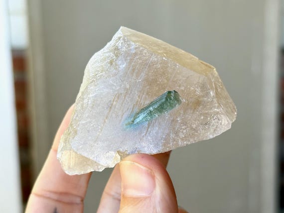 Citrine with Teal Blue Tourmaline, 142g, New Find, Channeling & Mediumship, Coronel Murta, Minas Gerais, Brazil V193