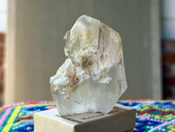 White Kaolinite Quartz with Record Keeper, Water Clear & Self-Standing, 208g, New Find, Diamantina, Minas Gerais, Brazil V485