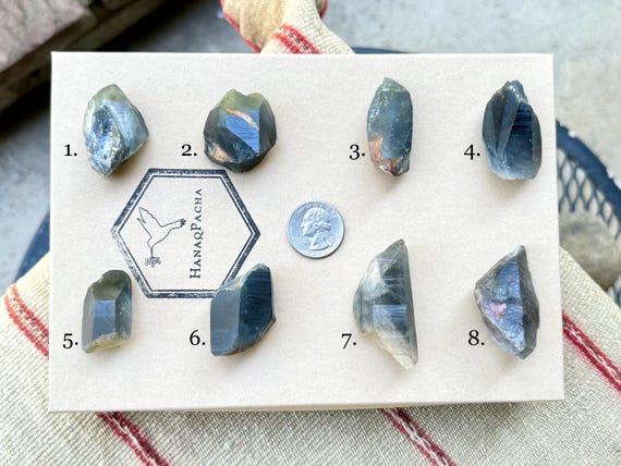 Blue Tara Nightshade Quartz, Choose ONE of 8 Crystals with Vibrant Blue Riebeckite Inclusions, Itacambira, Minas Gerais, Brazil R613
