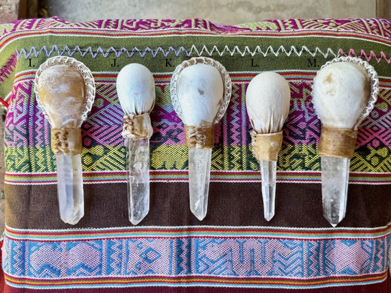 Shaman Rattle with Native Andean Quartz, Handcrafted for Shamanic Ceremony & Sound Healing, Made in Peru