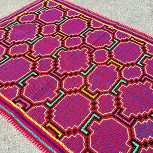 Shipibo Manta, Embroidered Mesa Cloth for Shamanic Ceremony, 19&quot; x 26,&quot; Handmade in Pucallpa, Peru