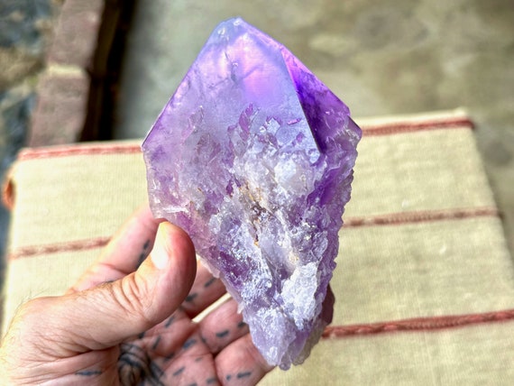 Amethyst Dissolution Crystal with Record Keepers and Hydrothermal Etchings, 876g, New Find, Spiritual Evolution, Pernambuco, Brazil W404
