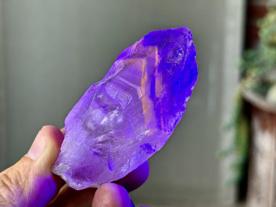 Powellite Phantom Root Quartz, UV Reactive & Natural/Unpolished, 81g, Bahia, Brazil T760