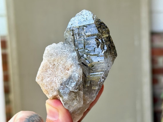 Black & Brown Tourmaline Quartz, Self-Standing and Water Clear, 195g, Grounding and Shadow Work, Minas Gerais, Brazil W120